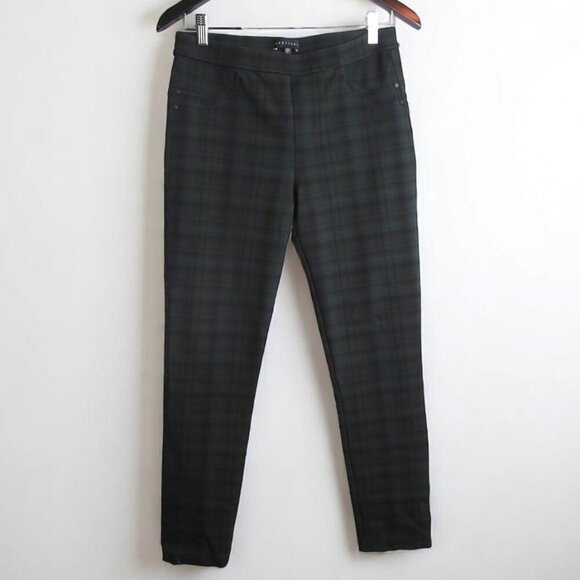 Sanctuary Grease Plaid Green Mid Rise Pull On Legging Pants Size Large - Picture 1 of 7